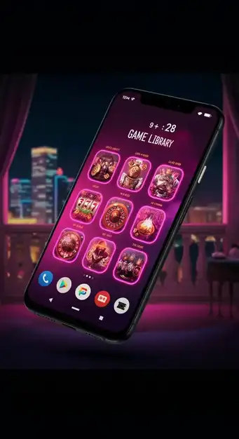 Interface de la section jeux de Gambiva Casino avec diverses machines à sous et jeux en direct affichés sur un écran de smartphone.